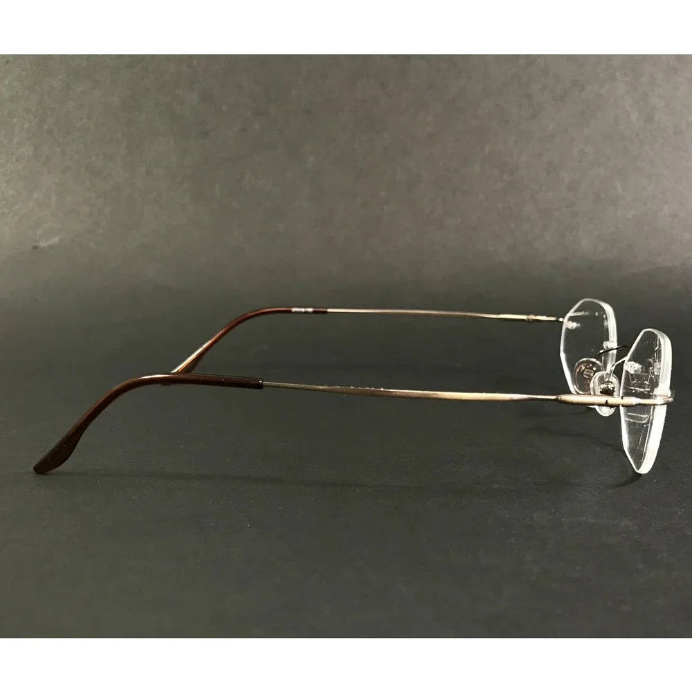 Naturally Rimless Eyeglasses Frames NR 344 SAG Dark Gold Octagonal 47-18-135